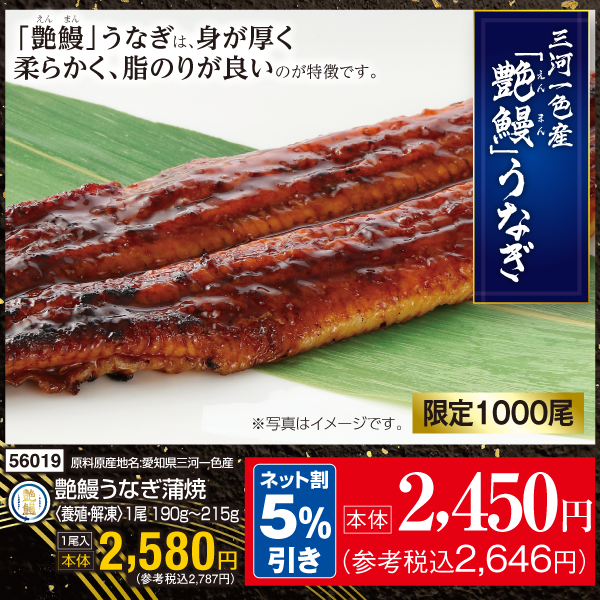【7月24～26日受取】愛知県三河一色産　艶鰻うなぎ蒲焼〈養殖・解凍〉1尾190g～215g　1尾入