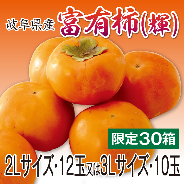 岐阜県産　富有柿(輝)　２Ｌサイズ・１２玉又は３Ｌサイズ・１０玉