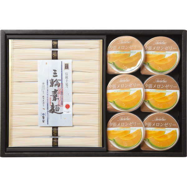 巽製粉　麦坐　三輪素麺・夕張メロンゼリー詰合せ　DYM-30T