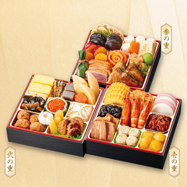 カネハツ食品　和風おせち『彩鶴』（三段重）(配達)