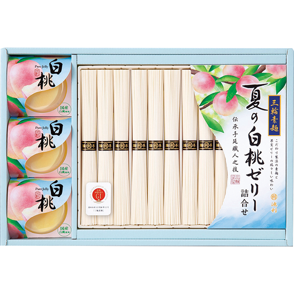 池利　三輪素麺・国産白桃ゼリー詰合せ　PM-30