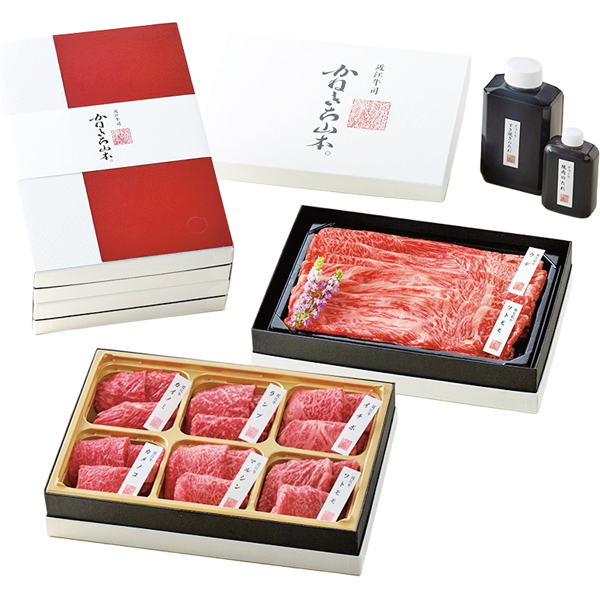 カネ吉山本 近江牛赤身焼肉6種と赤身すき焼き2種の2段重