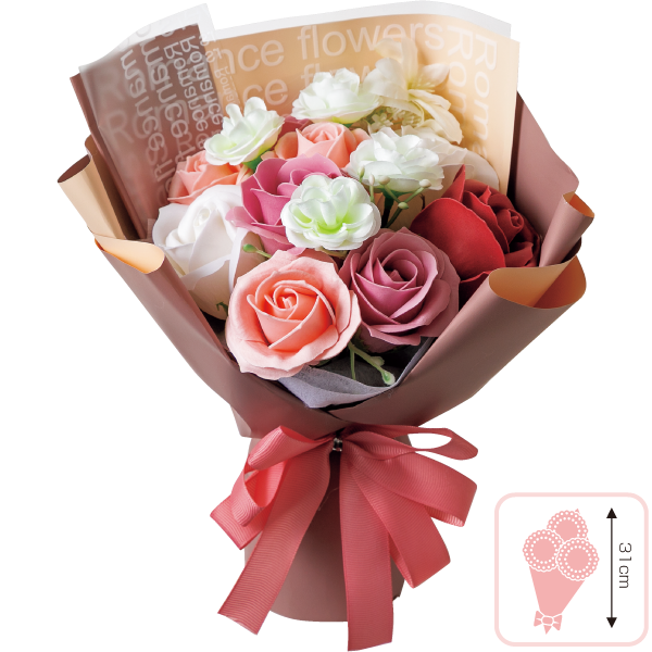 そのまま置けるブーケ　ソープフラワー　ピンク