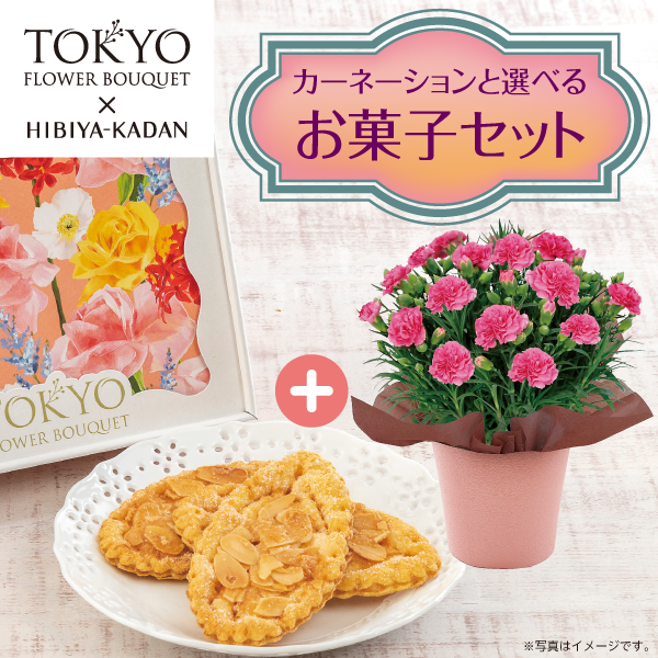 カーネーション（ピンク）&東京フラワーブーケ「リーフパイ」